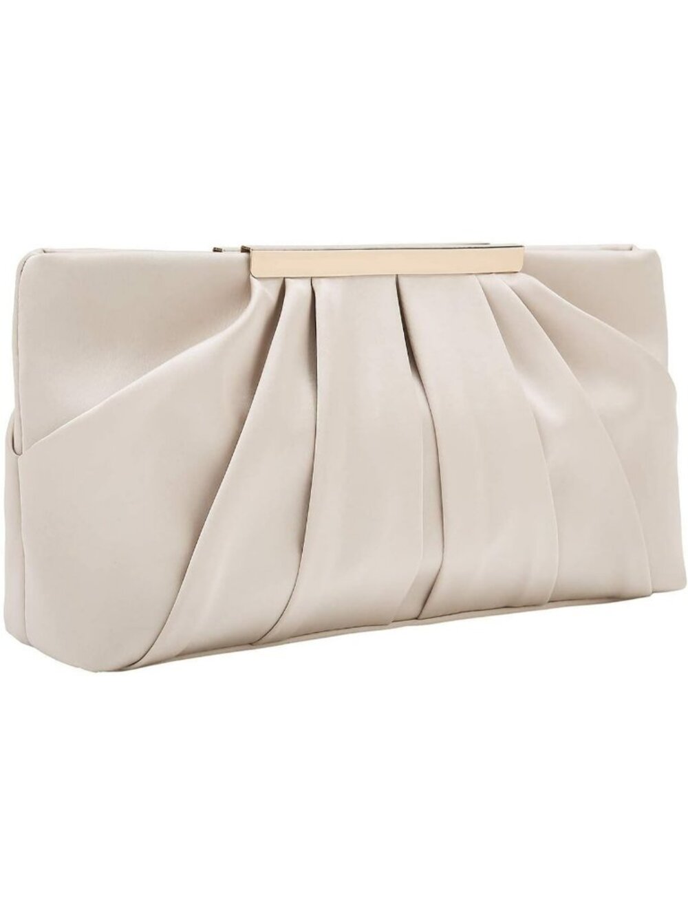 Women Champagne Elegant Pleated Satin Simple Classy Purse Formal Clutch Handbags